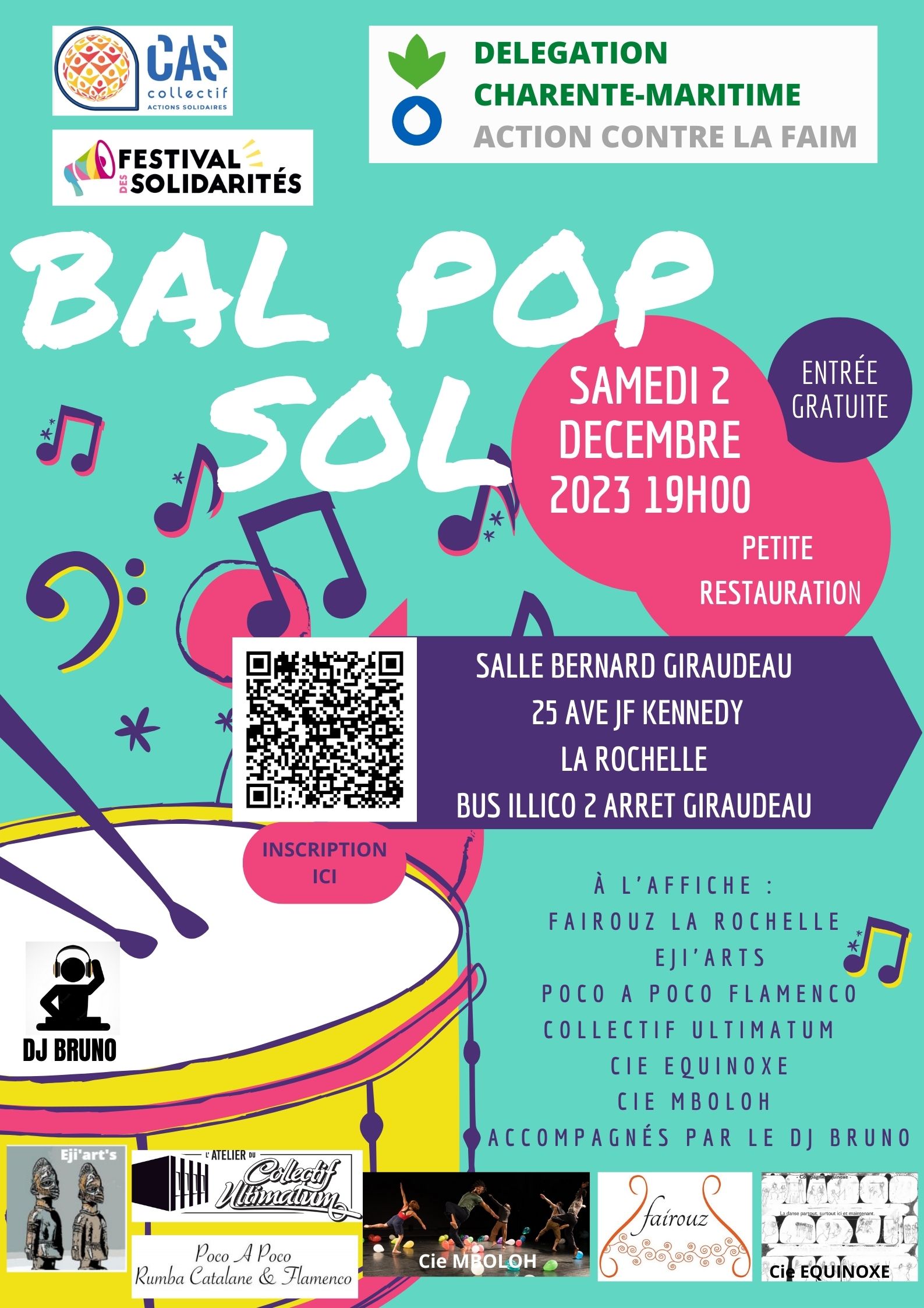 BAL POP SOL SAMEDI 2 DECEMBRE 2023 DANS LE CADRE DU FESTIVAL DES SOLIDARITÉS