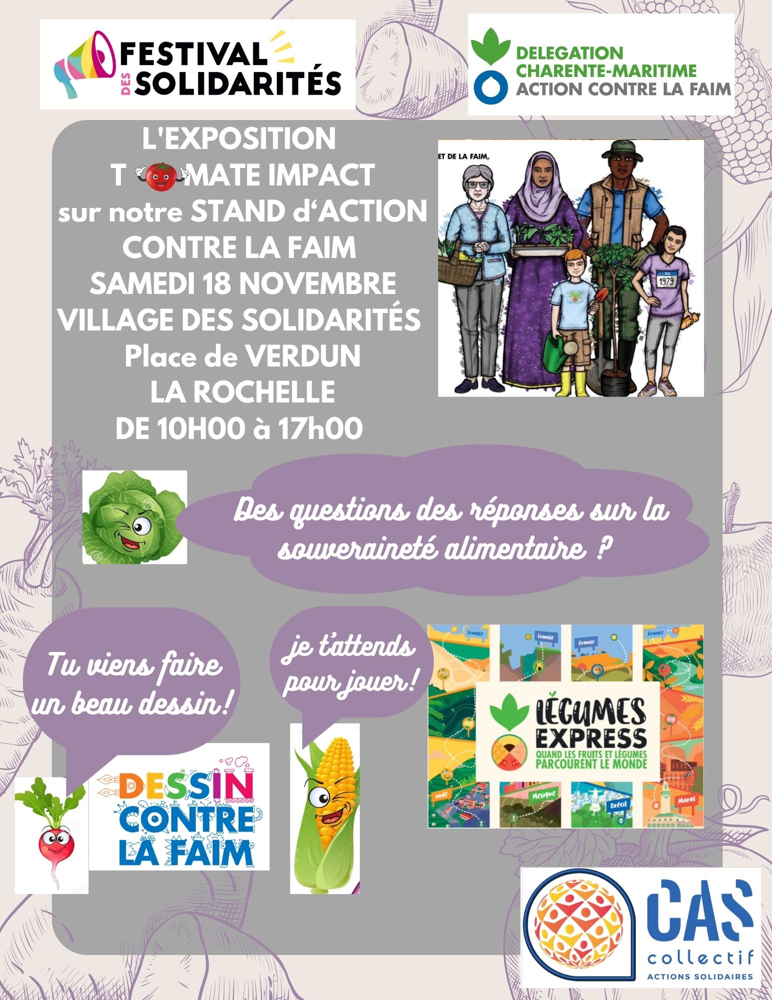 EXPOSTION TOMATE IMPACT ET JEU LEGUMES EXPRESS- Village des solidarités SAMEDI 18 NOVEMBRE 2023