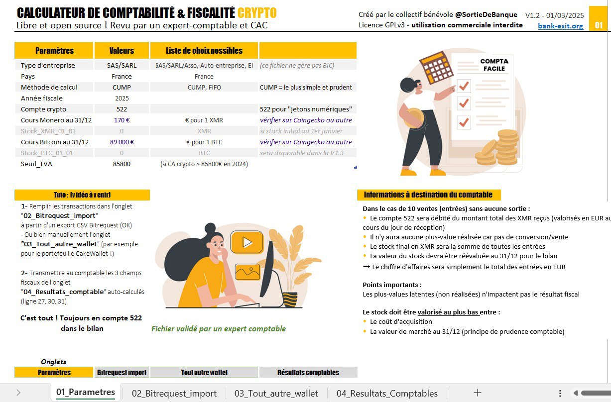 Le 1er Fichier libre de COMPTABILITE CRYPTO pour les ENTREPRISES !